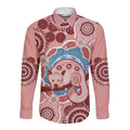 Blush Pink Australia Possum Long Sleeve Button Shirt Indigenous Art