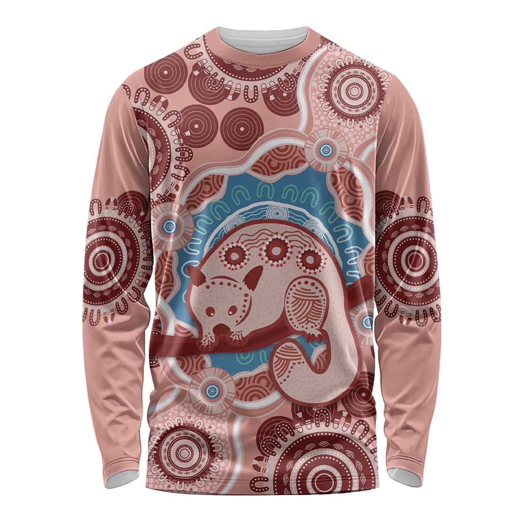Blush Pink Australia Possum Long Sleeve Shirt Indigenous Art