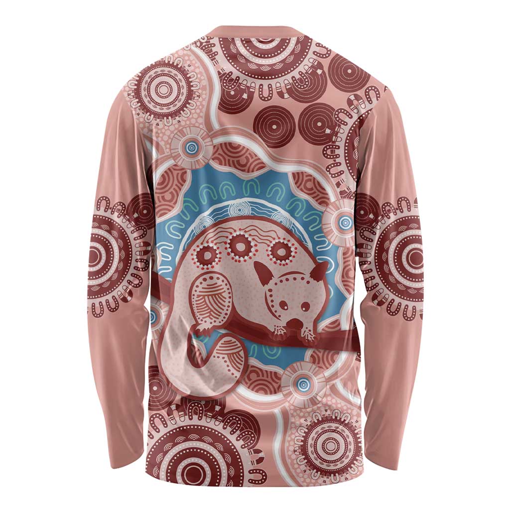 Blush Pink Australia Possum Long Sleeve Shirt Indigenous Art