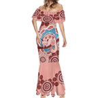 Blush Pink Australia Possum Mermaid Dress Indigenous Art