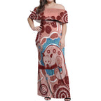 Blush Pink Australia Possum Off Shoulder Maxi Dress Indigenous Art