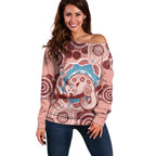 Blush Pink Australia Possum Off Shoulder Sweater Indigenous Art
