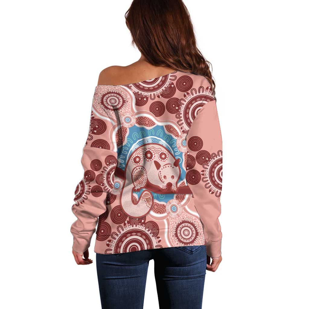 Blush Pink Australia Possum Off Shoulder Sweater Indigenous Art