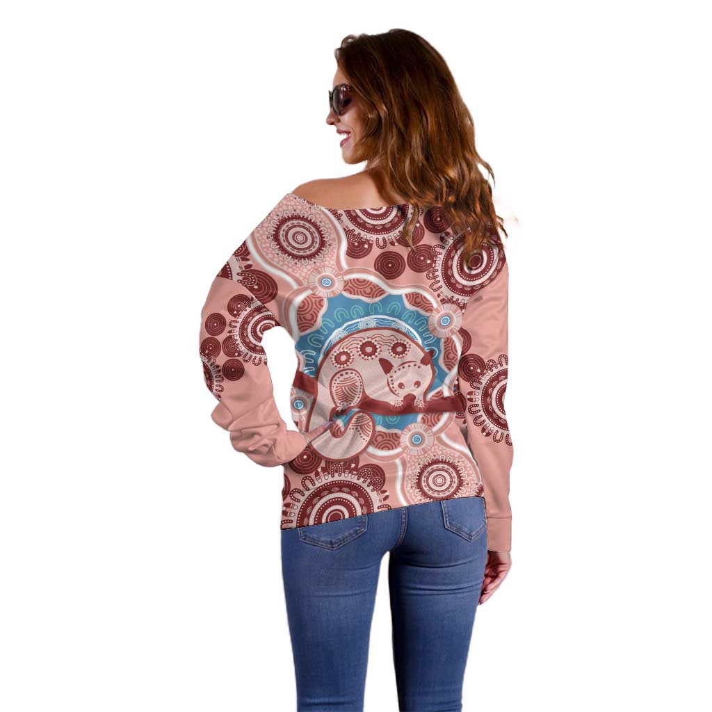 Blush Pink Australia Possum Off Shoulder Sweater Indigenous Art