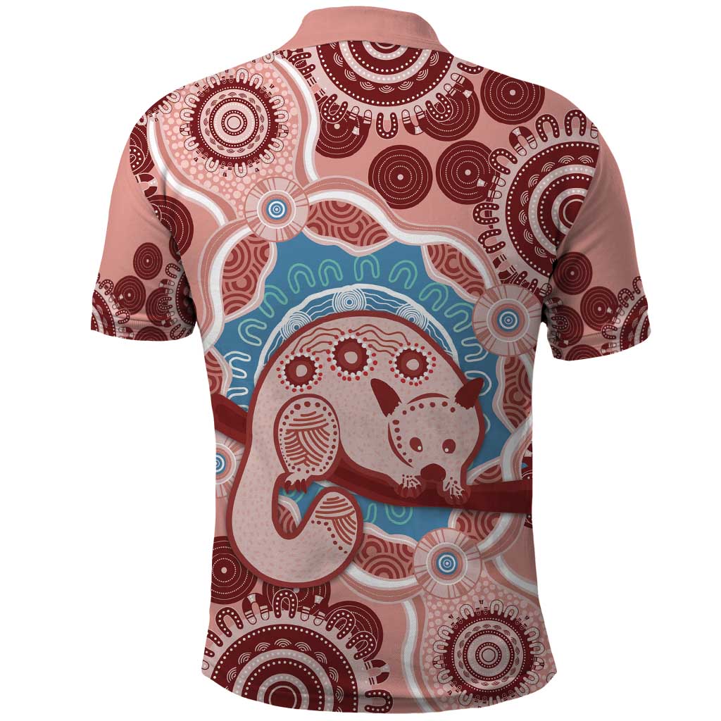 Blush Pink Australia Possum Polo Shirt Indigenous Art