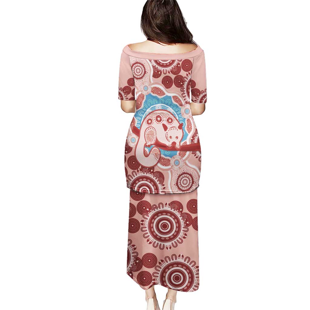 Blush Pink Australia Possum Puletasi Indigenous Art