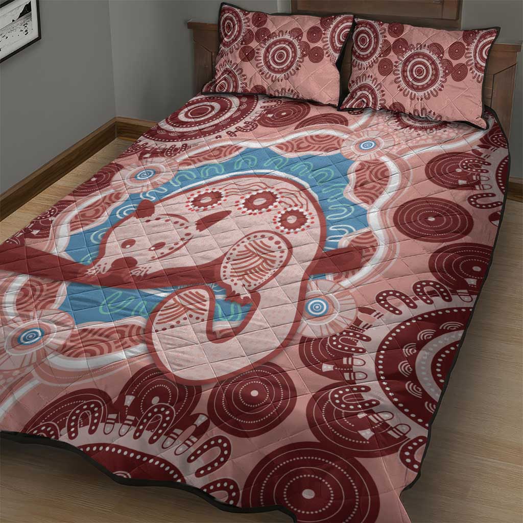Blush Pink Australia Possum Quilt Bed Set Indigenous Art