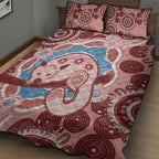 Blush Pink Australia Possum Quilt Bed Set Indigenous Art