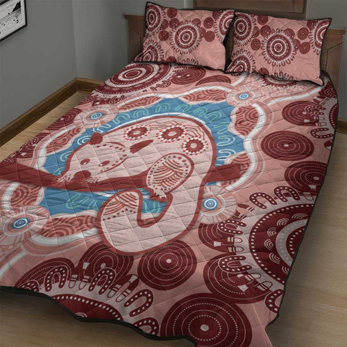 Blush Pink Australia Possum Quilt Bed Set Indigenous Art