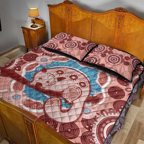 Blush Pink Australia Possum Quilt Bed Set Indigenous Art