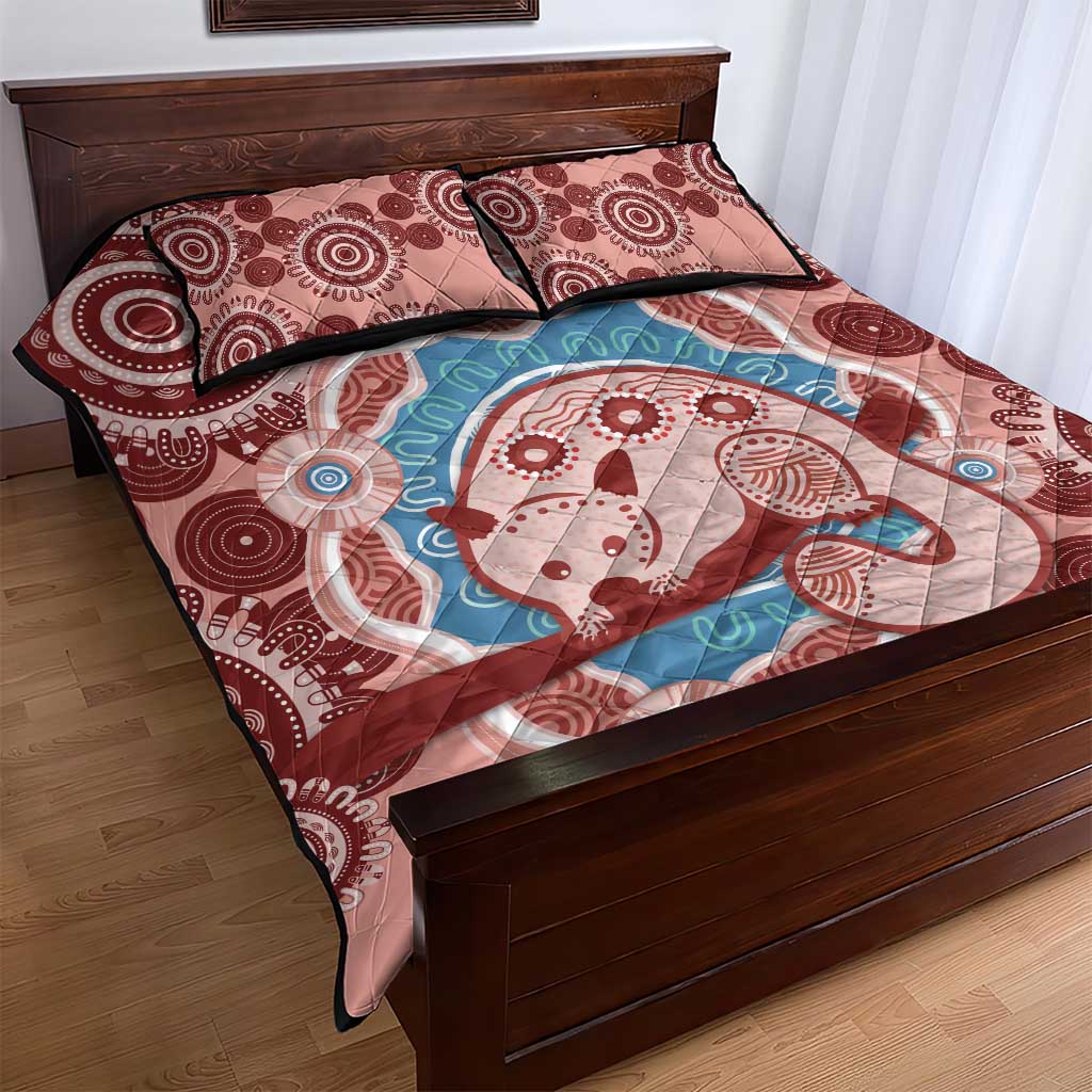 Blush Pink Australia Possum Quilt Bed Set Indigenous Art