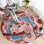 Blush Pink Australia Possum Round Carpet Indigenous Art