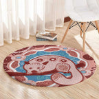 Blush Pink Australia Possum Round Carpet Indigenous Art