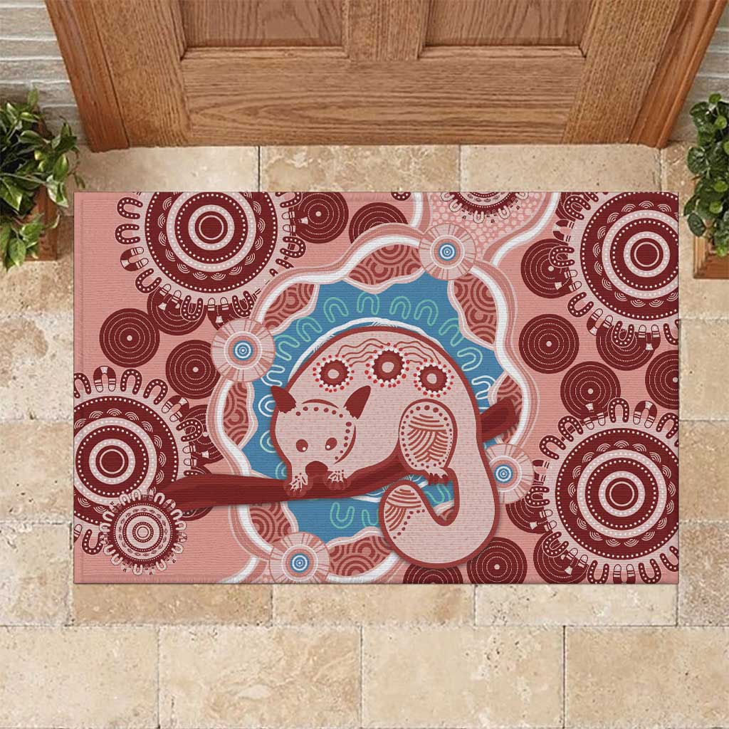 Blush Pink Australia Possum Rubber Doormat Indigenous Art