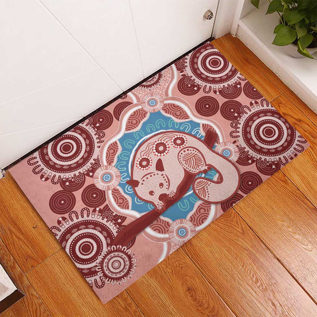 Blush Pink Australia Possum Rubber Doormat Indigenous Art
