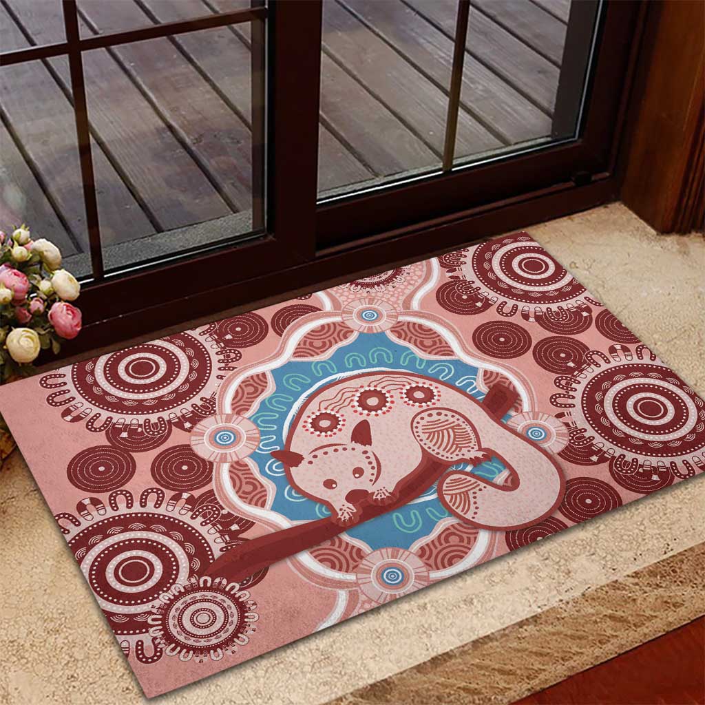 Blush Pink Australia Possum Rubber Doormat Indigenous Art