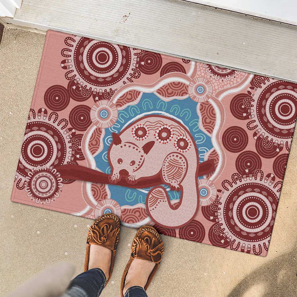 Blush Pink Australia Possum Rubber Doormat Indigenous Art