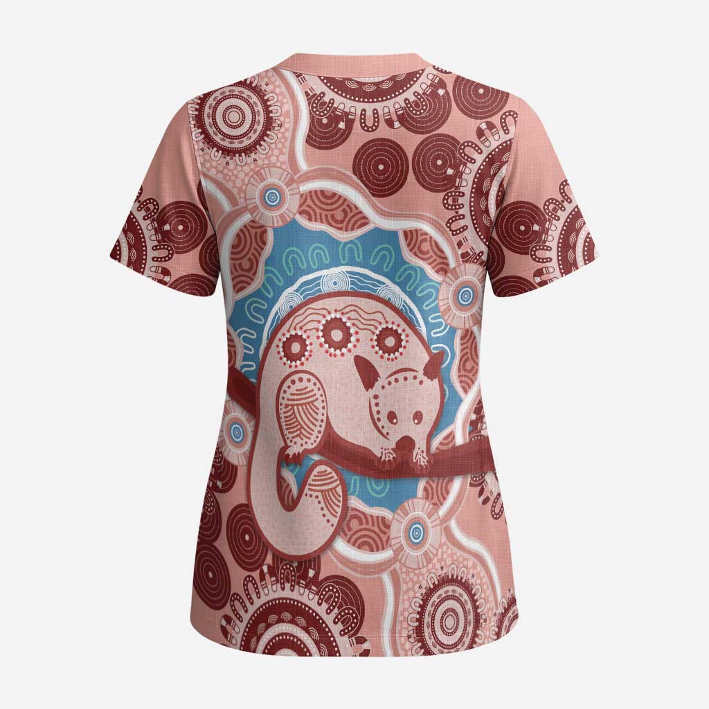 Blush Pink Australia Possum Scrub Top Indigenous Art - Aussie Hoodie