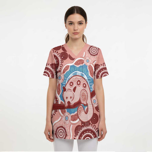 Blush Pink Australia Possum Scrub Top Indigenous Art - Aussie Hoodie