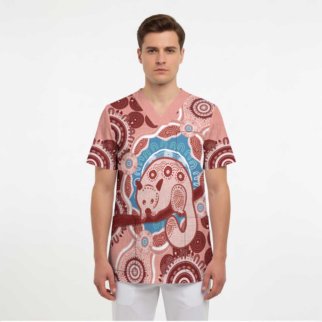Blush Pink Australia Possum Scrub Top Indigenous Art - Aussie Hoodie