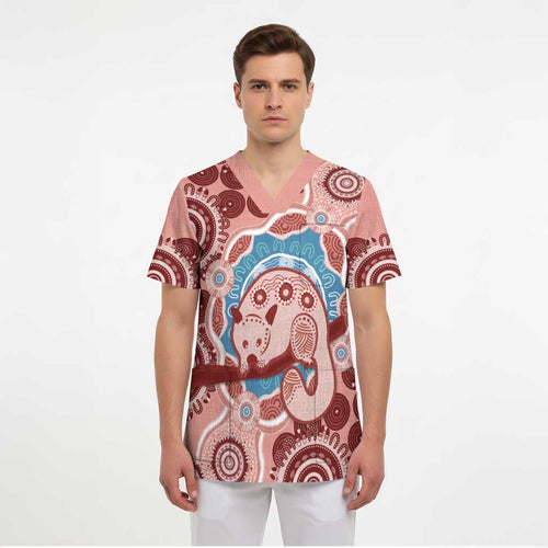 Blush Pink Australia Possum Scrub Top Indigenous Art - Aussie Hoodie