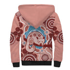 Blush Pink Australia Possum Sherpa Hoodie Indigenous Art