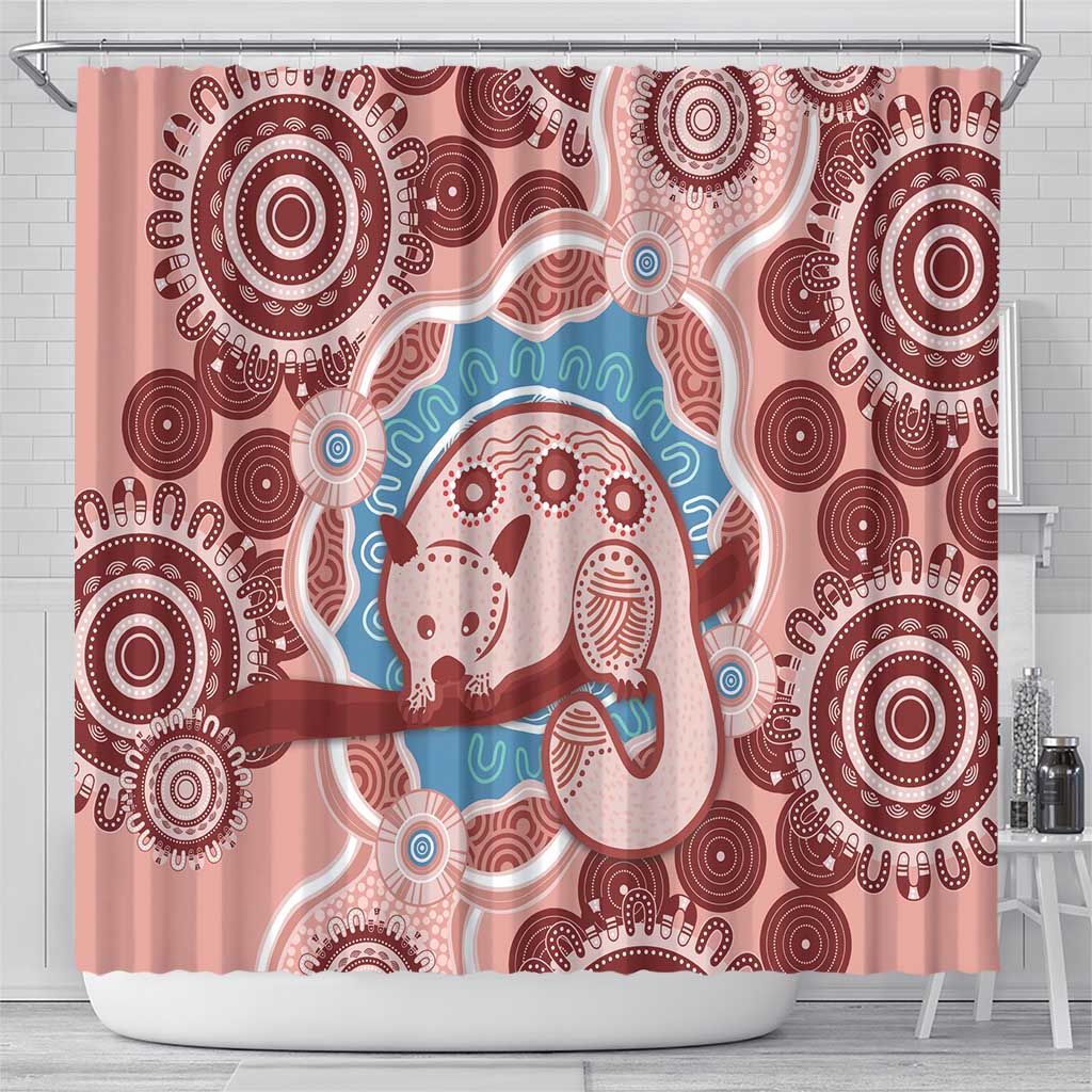 Blush Pink Australia Possum Shower Curtain Indigenous Art