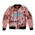 Blush Pink Australia Possum Sleeve Zip Bomber Jacket Indigenous Art