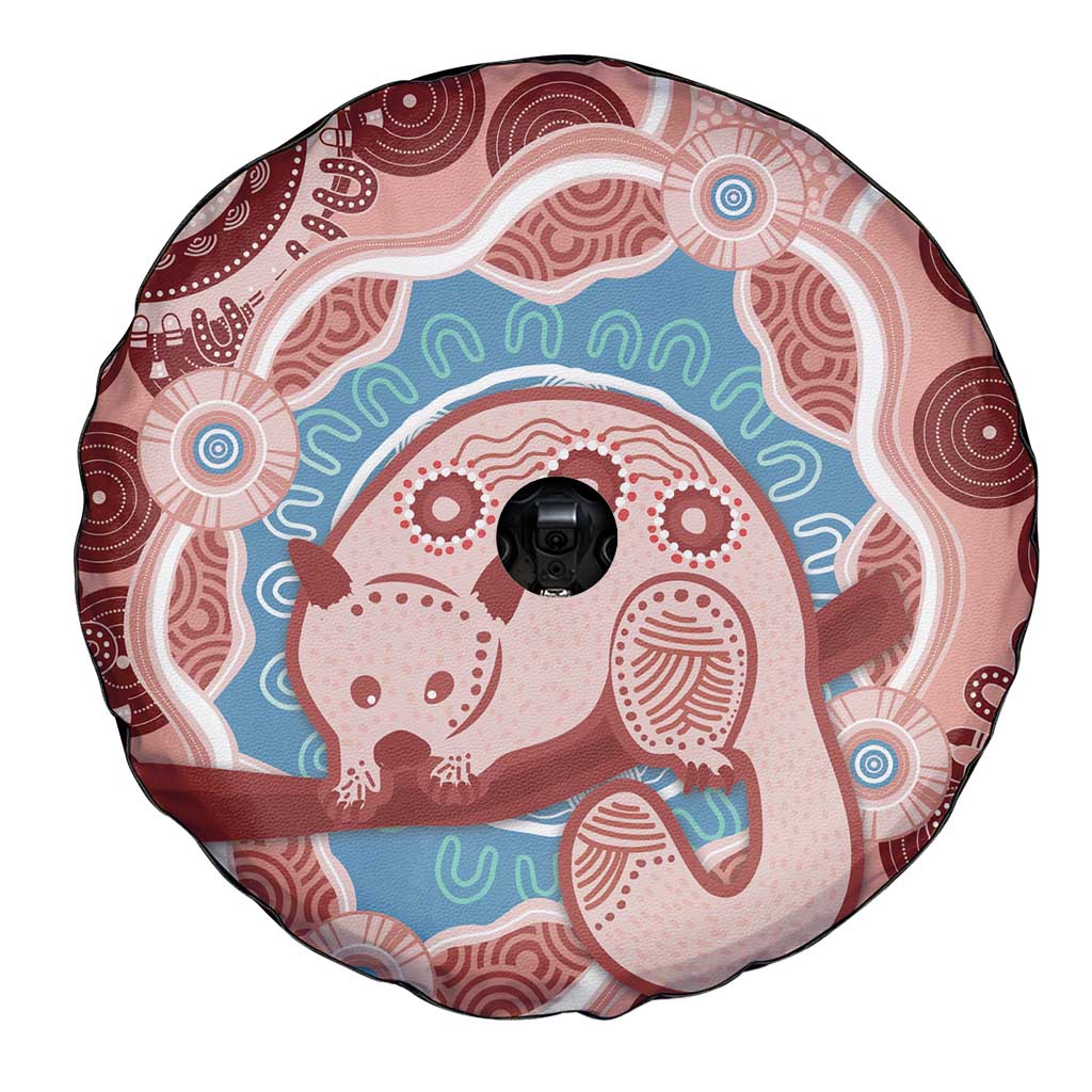 Blush Pink Australia Possum Spare Tire Cover Indigenous Art