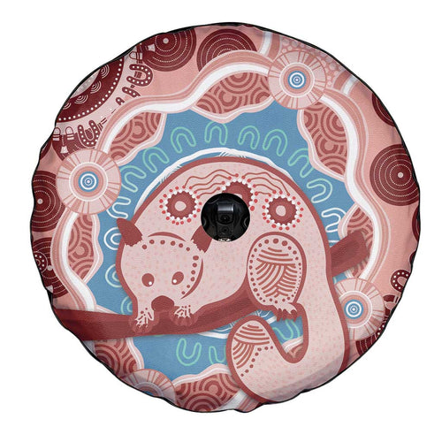 Blush Pink Australia Possum Spare Tire Cover Indigenous Art