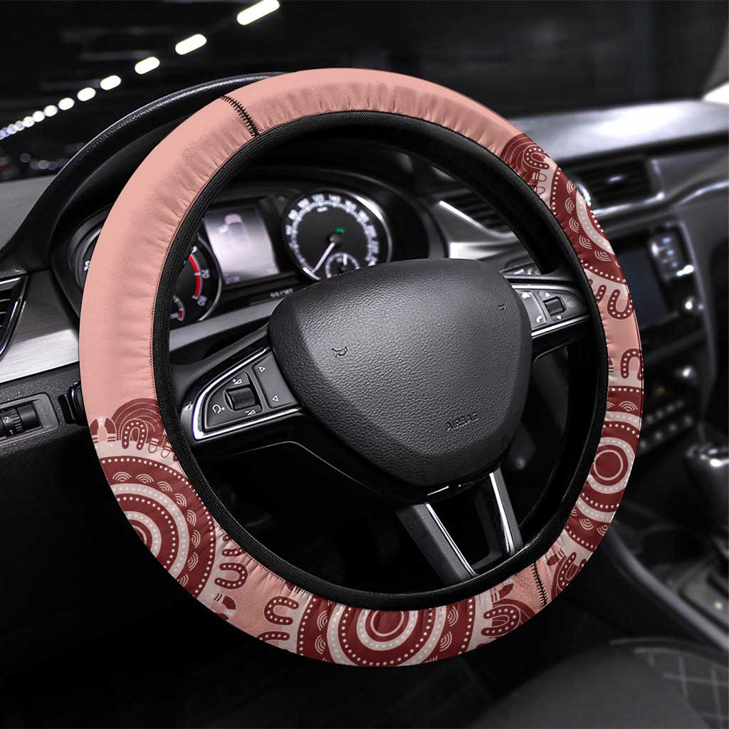 Blush Pink Australia Possum Steering Wheel Cover Indigenous Art