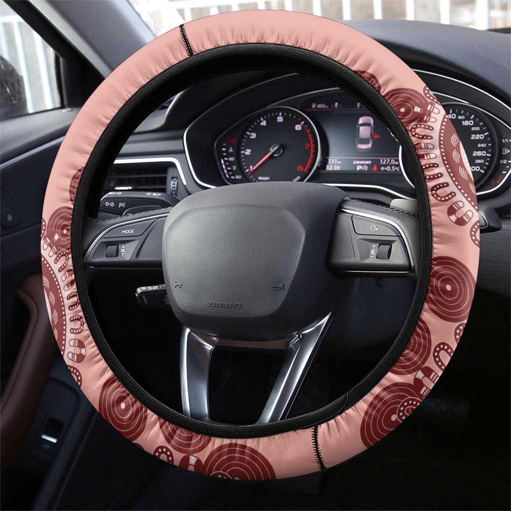 Blush Pink Australia Possum Steering Wheel Cover Indigenous Art