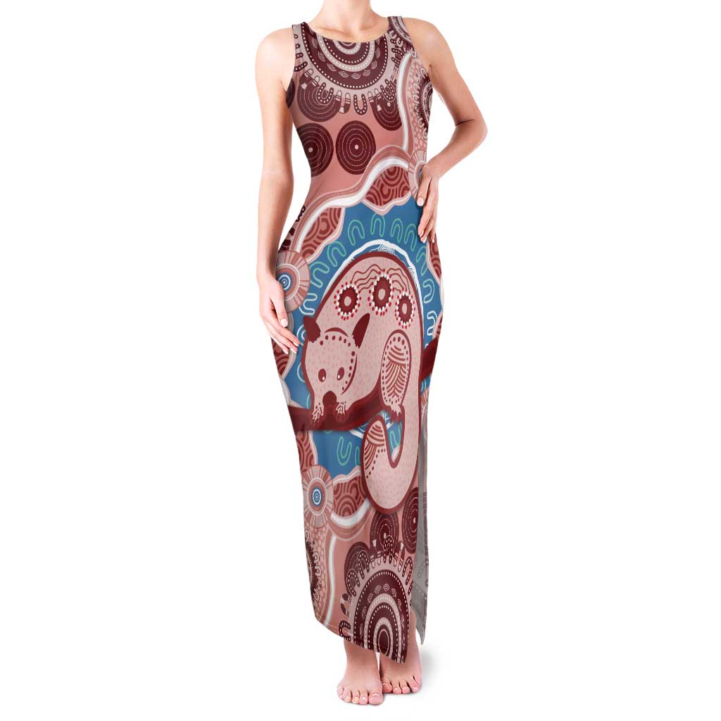 Blush Pink Australia Possum Tank Maxi Dress Indigenous Art