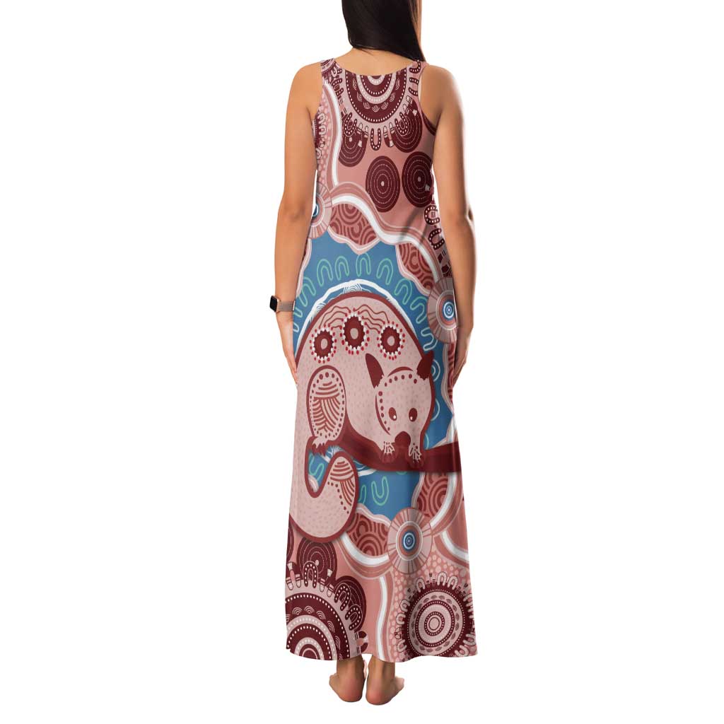 Blush Pink Australia Possum Tank Maxi Dress Indigenous Art
