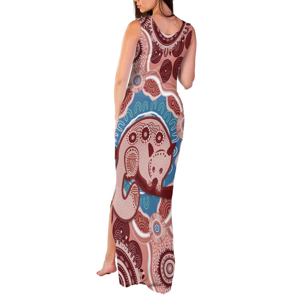 Blush Pink Australia Possum Tank Maxi Dress Indigenous Art