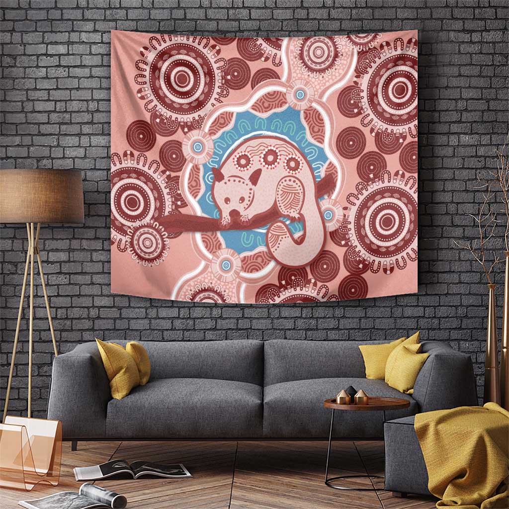 Blush Pink Australia Possum Tapestry Indigenous Art