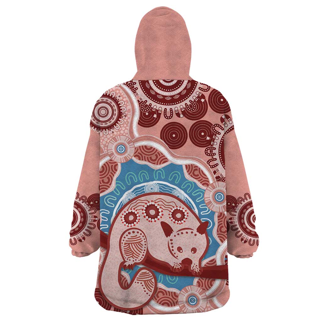 Blush Pink Australia Possum Wearable Blanket Hoodie Indigenous Art