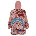 Blush Pink Australia Possum Wearable Blanket Hoodie Indigenous Art
