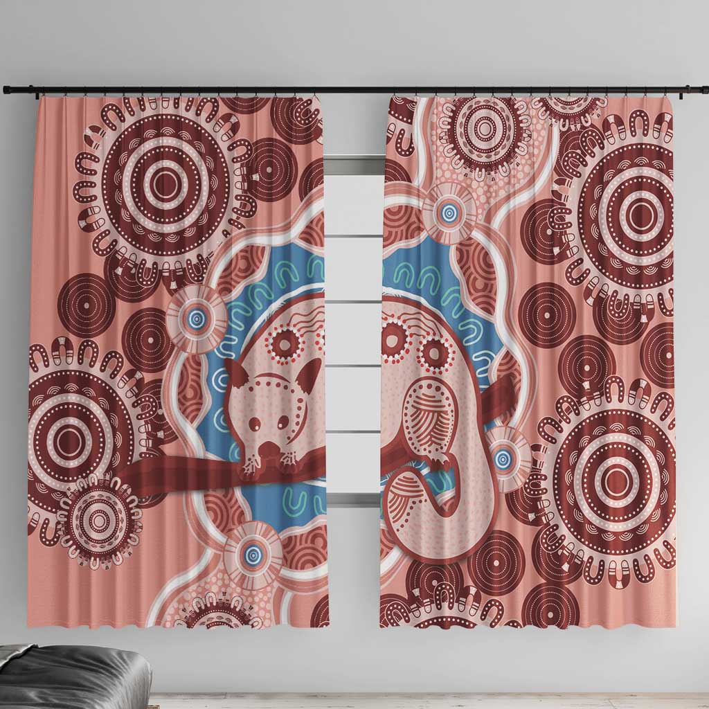 Blush Pink Australia Possum Window Curtain Indigenous Art