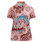 Blush Pink Australia Possum Women Polo Shirt Indigenous Art