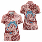 Blush Pink Australia Possum Women Polo Shirt Indigenous Art