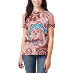 Blush Pink Australia Possum Women Polo Shirt Indigenous Art