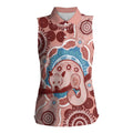 Blush Pink Australia Possum Women Sleeveless Polo Shirt Indigenous Art
