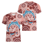 Blush Pink Australia Possum Women V-Neck T-Shirt Indigenous Art