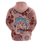Blush Pink Australia Possum Zip Hoodie Indigenous Art