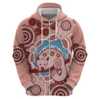 Blush Pink Australia Possum Zip Hoodie Indigenous Art