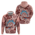 Blush Pink Australia Possum Zip Hoodie Indigenous Art