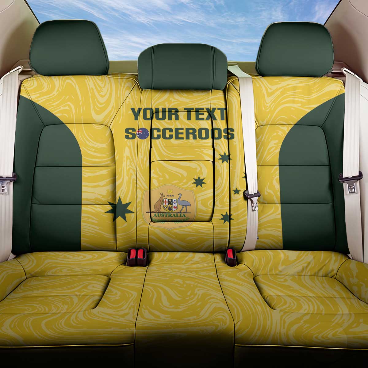 Custom Australia Socceroos Back Car Seat Cover Go Aussie Marble Pattern Sporty Style