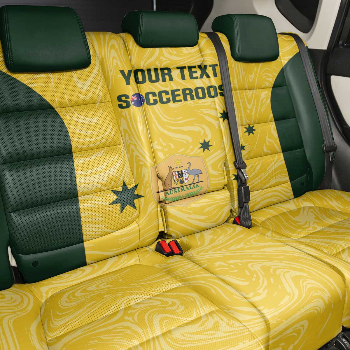 Custom Australia Socceroos Back Car Seat Cover Go Aussie Marble Pattern Sporty Style