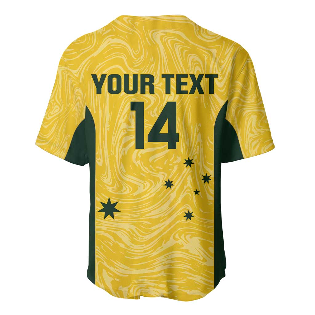 Custom Australia Socceroos Baseball Jersey Go Aussie Marble Pattern Sporty Style